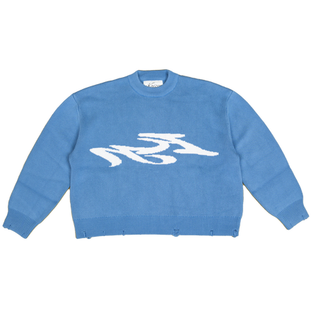 SEVERED KNIT SWEATER - BLUE