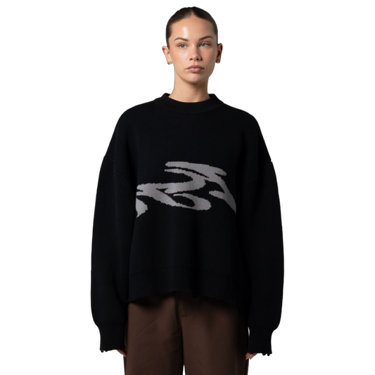 SEVERED KNIT SWEATER - BLACK
