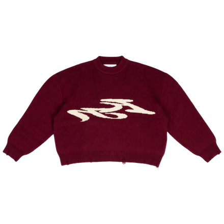 SEVERED KNIT SWEATER - WINE