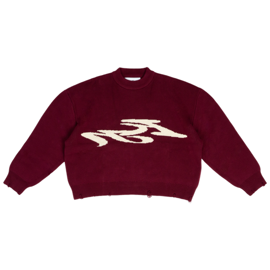 SEVERED KNIT SWEATER - WINE