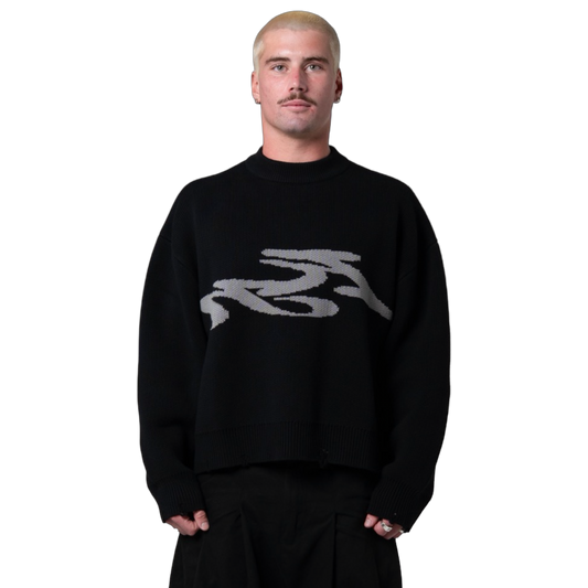 SEVERED KNIT SWEATER - BLACK