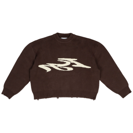 SEVERED KNIT SWEATER - CHOCOLATE