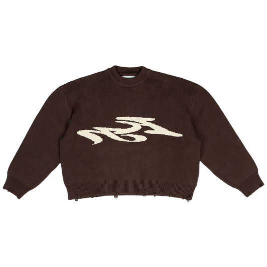 SEVERED KNIT SWEATER - CHOCOLATE