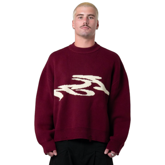 SEVERED KNIT SWEATER - WINE