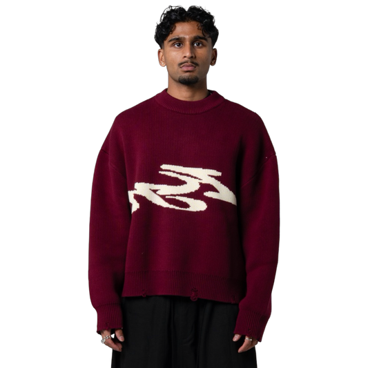 SEVERED KNIT SWEATER - WINE