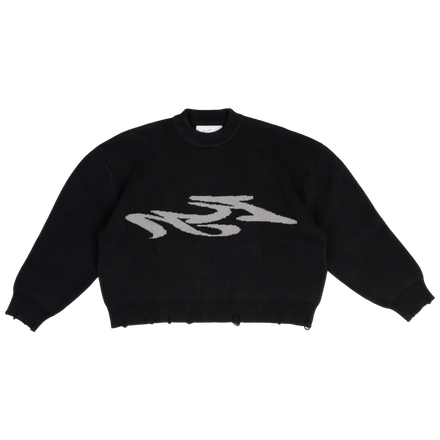SEVERED KNIT SWEATER - BLACK