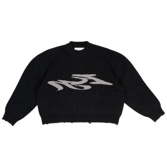 SEVERED KNIT SWEATER - BLACK