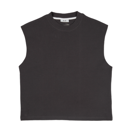 WAFFLE KNIT MUSCLE TEE - WOLF GREY