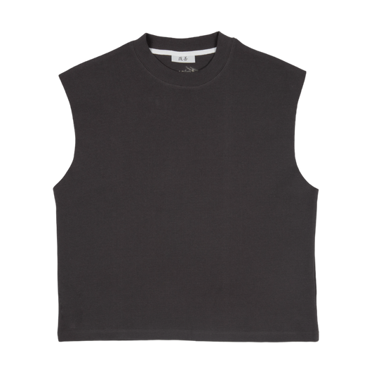 WAFFLE KNIT MUSCLE TEE - WOLF GREY