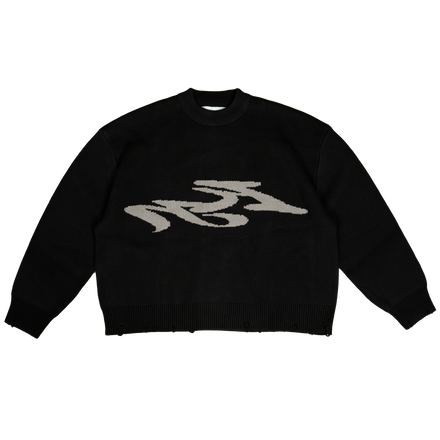 SEVERED KNIT SWEATER - BLACK
